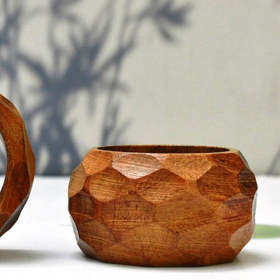 Handcrafted Hammered Wood Napkin Ring