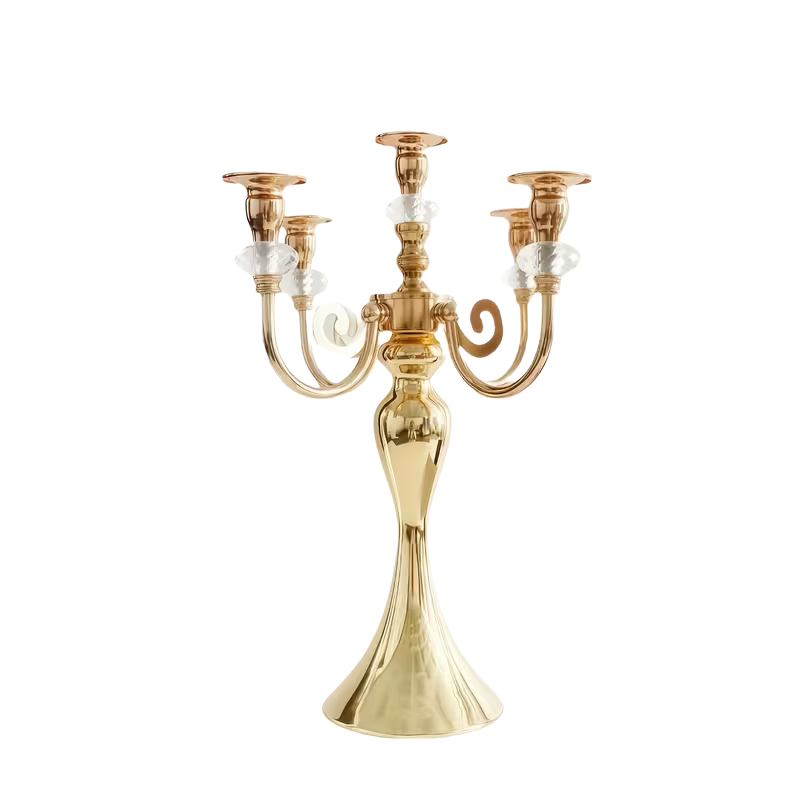 Luxury Gold & Crystal 5-Arm Candelabra – Elegant Statement Table Centrepiece (41cm)