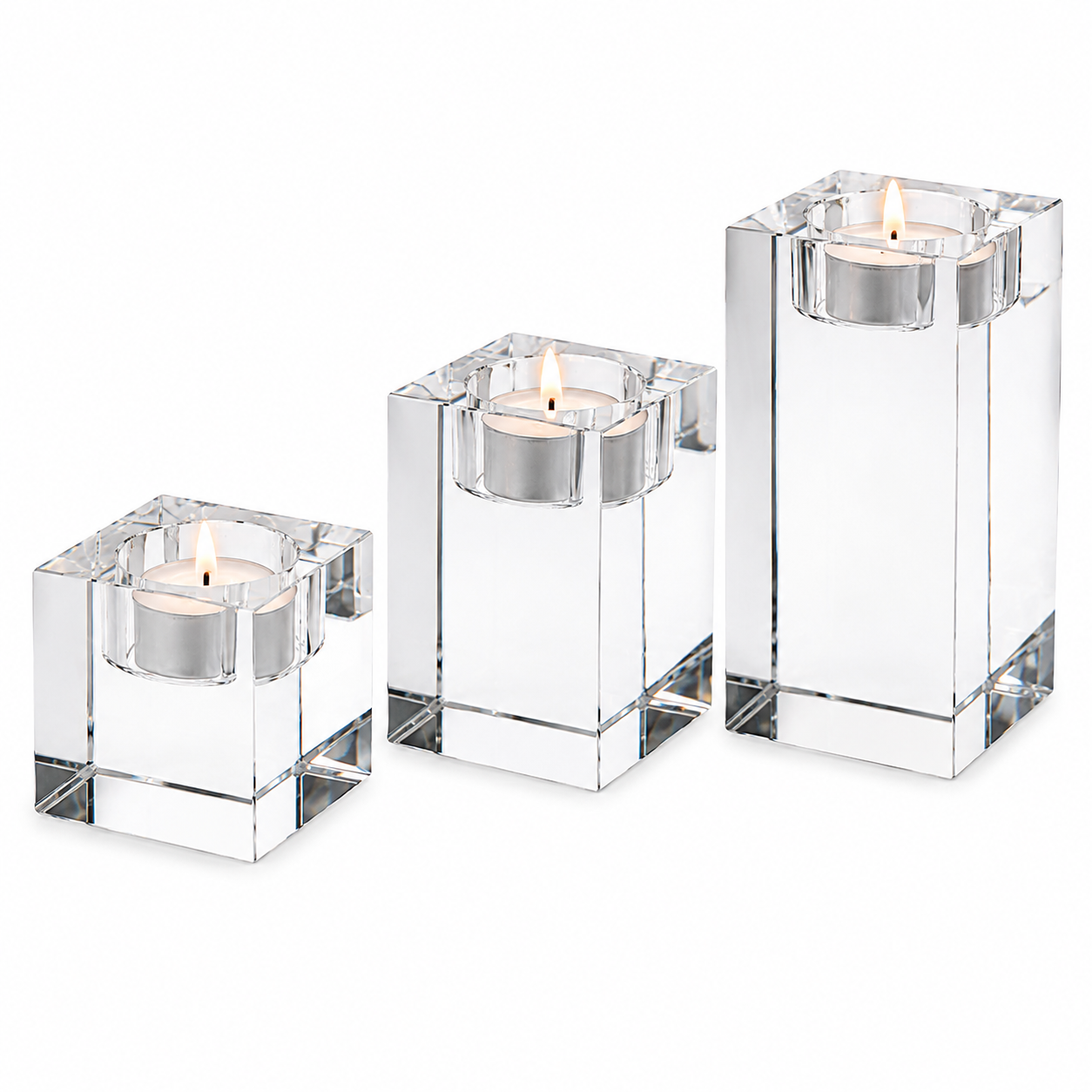 Crystal Lumière Crystal Cube Votive Set (4cm, 6cm & 8cm)