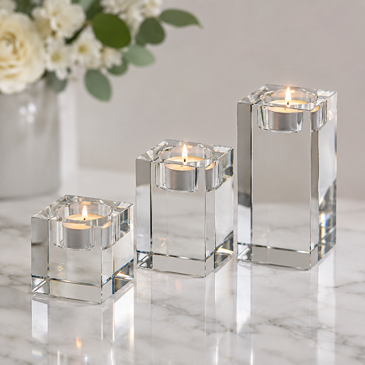 Crystal Lumière Crystal Cube Votive Set (4cm, 6cm & 8cm)