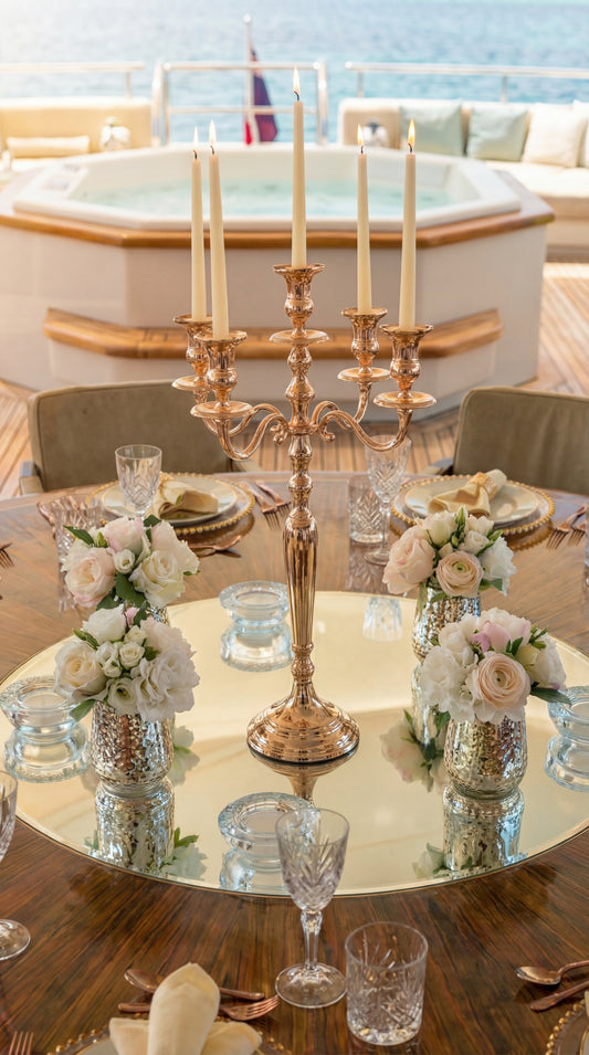 Rosé Lumière Candelabra Centrepiece