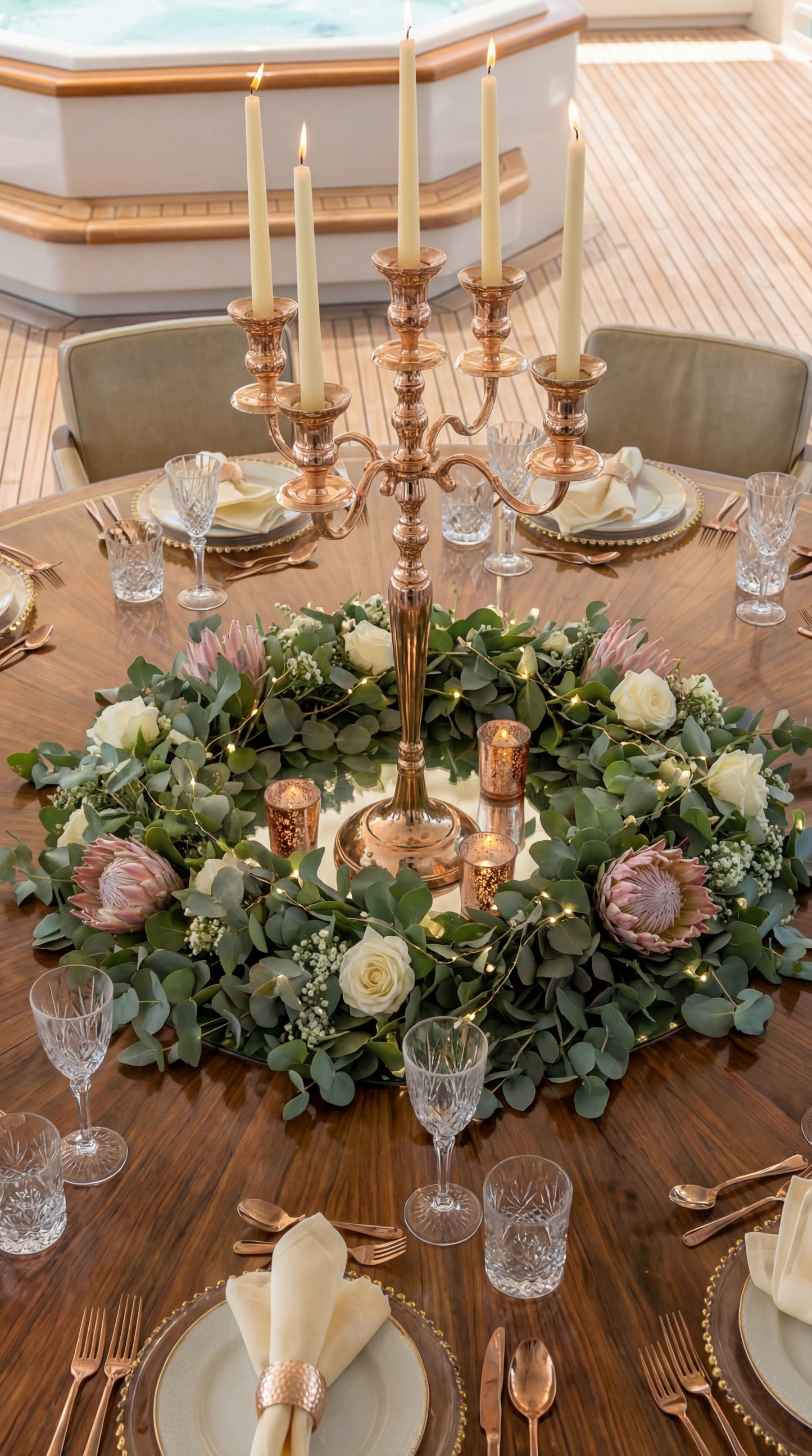 Rosé Lumière Candelabra Centrepiece