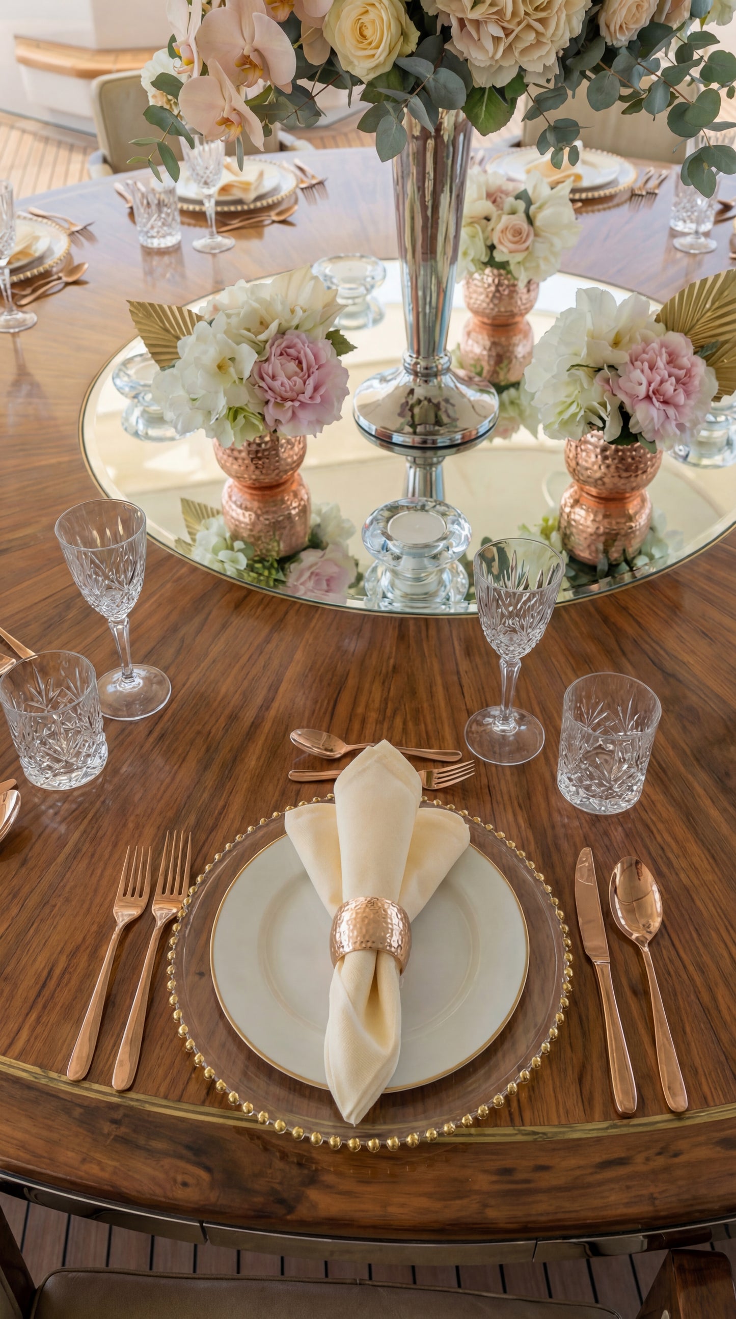 Rose Gold Trumpet Vase Centrepiece