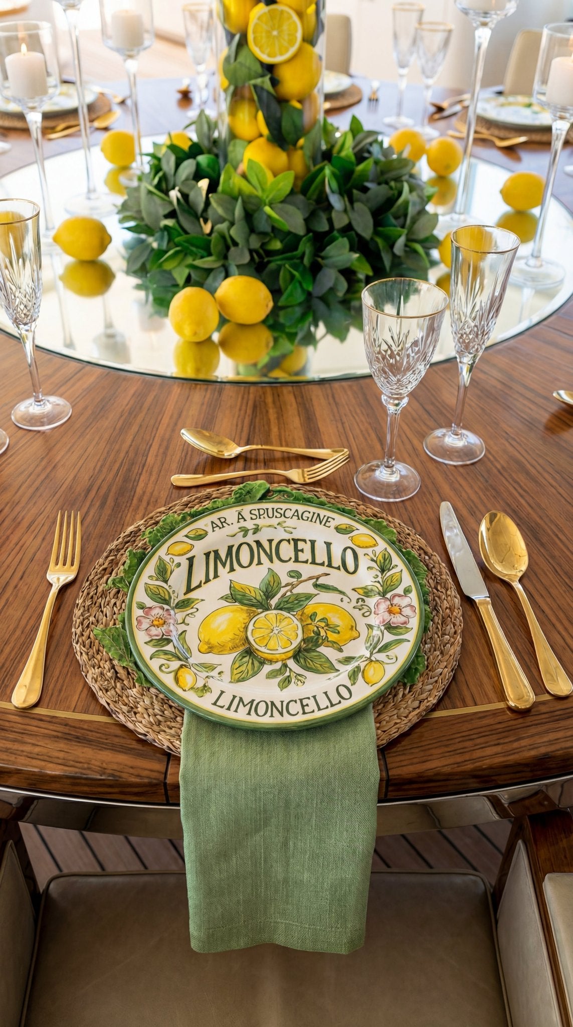 🇮🇹 Limoncello Luxe Tablescape – Round 12 Seater